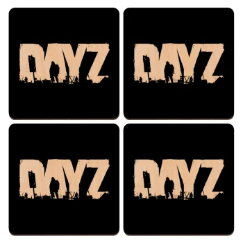 DayZ, ΣΕΤ x4 Σουβέρ ξύλινα τετράγωνα plywood (9cm)