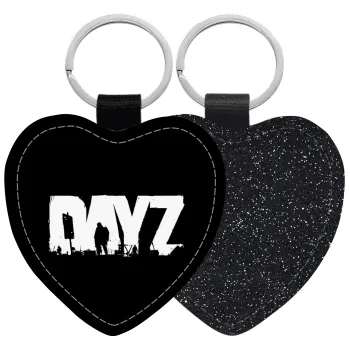 DayZ, Μπρελόκ PU δερμάτινο glitter καρδιά ΜΑΥΡΟ