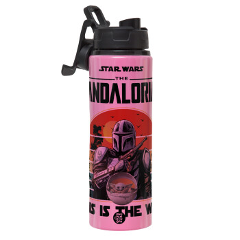 Mandalorian, Metallic water bottle with safety lid, 850ml aluminum