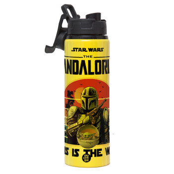 Mandalorian, Metallic water bottle with safety lid, 850ml aluminum