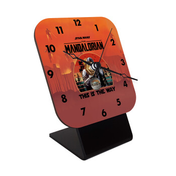 Mandalorian, Quartz Wooden table clock with hands (10cm)