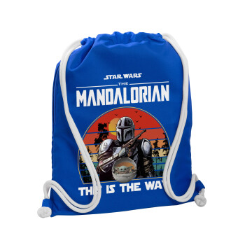 Mandalorian, Τσάντα πλάτης πουγκί GYMBAG Μπλε, με τσέπη (40x48cm) & χονδρά κορδόνια