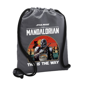 Mandalorian, Backpack pouch GYMBAG GREY, with pocket (40x48cm) & thick cords