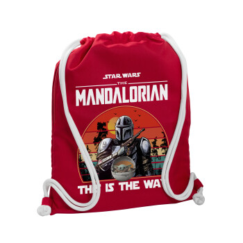 Mandalorian, Τσάντα πλάτης πουγκί GYMBAG Κόκκινη, με τσέπη (40x48cm) & χονδρά κορδόνια