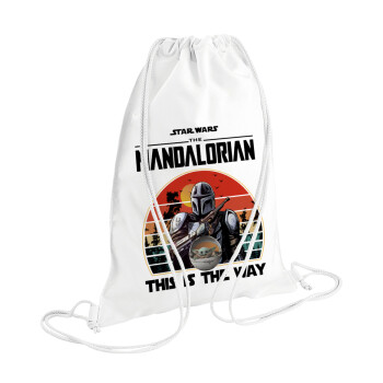 Mandalorian, Τσάντα πλάτης πουγκί GYMBAG λευκή (28x40cm)