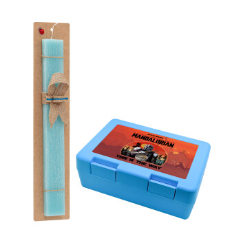 Mandalorian, Easter Set, children's snack container BLUE & Easter aromatic flat candle (30cm) (TURQUOISE)