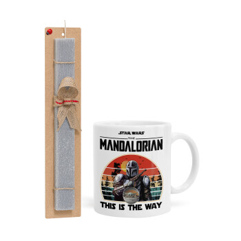 Mandalorian, Πασχαλινό Σετ, Κούπα κεραμική (330ml) & πασχαλινή λαμπάδα αρωματική πλακέ (30cm) (ΓΚΡΙ)
