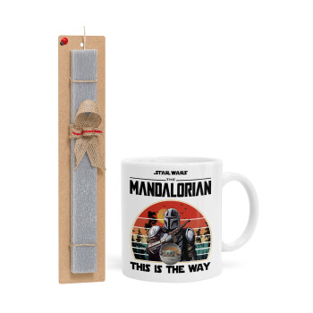Mandalorian, Easter Set, Ceramic Cup (330ml) & Easter aromatic flat candle (30cm) (GRAY)