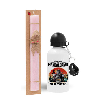 Mandalorian, Easter Set, metallic aluminum bottle (500ml) & aromatic flat Easter candle (30cm) (PINK)