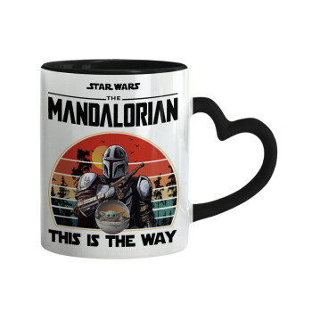 Mandalorian, Mug heart black handle, ceramic, 330ml