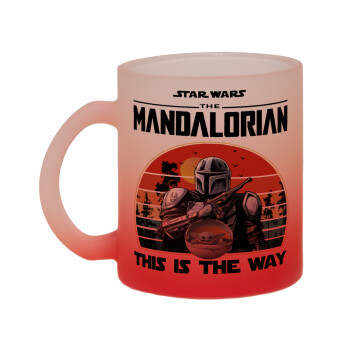 Mandalorian, Κούπα γυάλινη δίχρωμη με βάση το κόκκινο ματ, 330ml