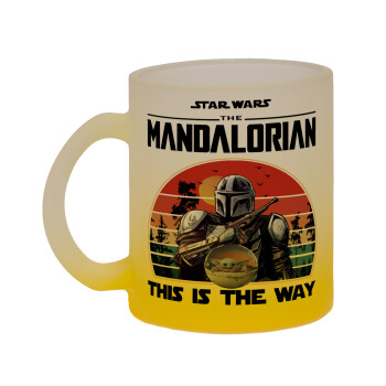 Mandalorian, Κούπα γυάλινη δίχρωμη με βάση το κίτρινο ματ, 330ml