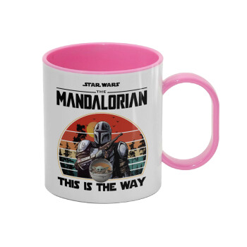 Mandalorian, Κούπα (πλαστική) (BPA-FREE) Polymer Ροζ για παιδιά, 330ml