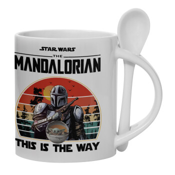 Mandalorian, Ceramic coffee mug with Spoon, 330ml (1pcs)