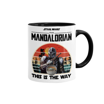 Mandalorian, Κούπα χρωματιστή μαύρη, κεραμική, 330ml