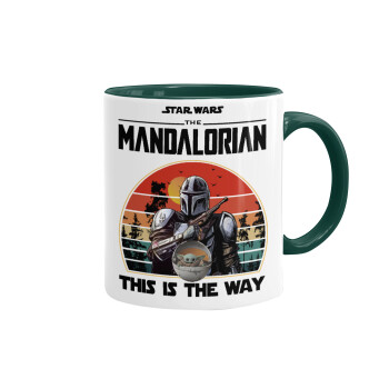 Mandalorian, Κούπα χρωματιστή πράσινη, κεραμική, 330ml