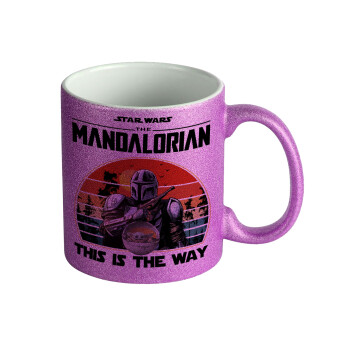 Mandalorian, Κούπα Μωβ Glitter που γυαλίζει, κεραμική, 330ml
