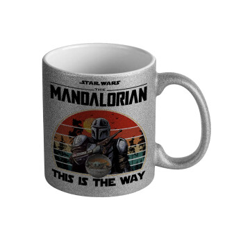 Mandalorian, Κούπα Ασημένια Glitter που γυαλίζει, κεραμική, 330ml