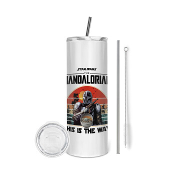 Mandalorian, Eco friendly stainless steel tumbler 600ml, with metal straw & cleaning brush