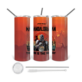 Mandalorian, 360 Eco friendly stainless steel tumbler 600ml, with metal straw & cleaning brush