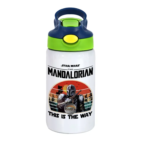 Mandalorian — Παιδικό παγούρι θερμό, ανοξείδωτο, με καλαμάκι ασφαλείας, πράσινο/μπλε (350ml)