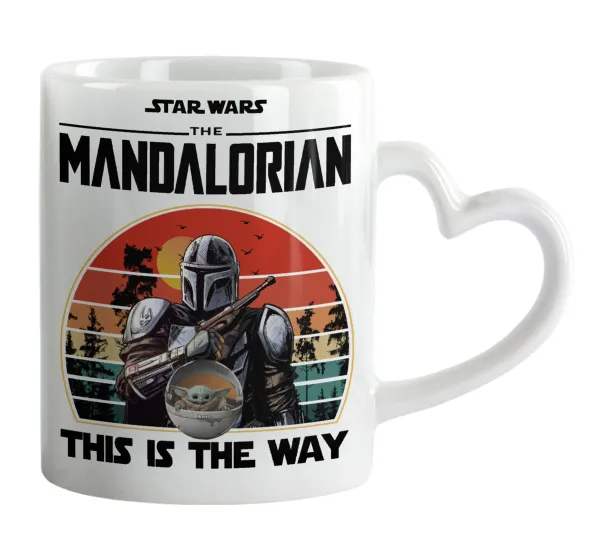 Mandalorian — Κούπα καρδιά χερούλι λευκή, κεραμική, 330ml