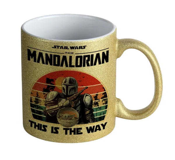 Mandalorian — Κούπα Χρυσή Glitter που γυαλίζει, κεραμική, 330ml
