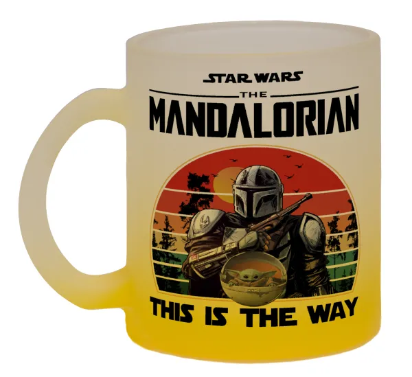 Mandalorian — Two-tone glass mug with matte yellow base, 330ml