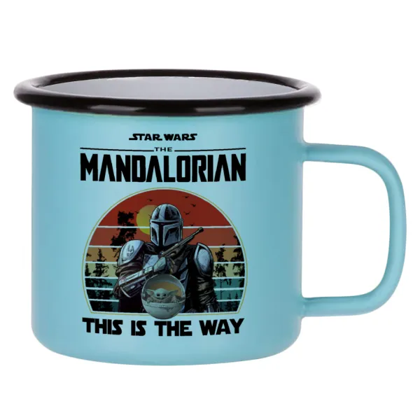 Mandalorian — Κούπα Μεταλλική εμαγιέ ΜΑΤ σιέλ 360ml
