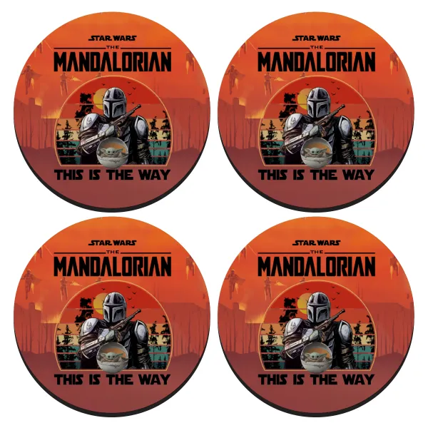 Mandalorian — ΣΕΤ 4 Σουβέρ ξύλινα στρογγυλά (9cm)