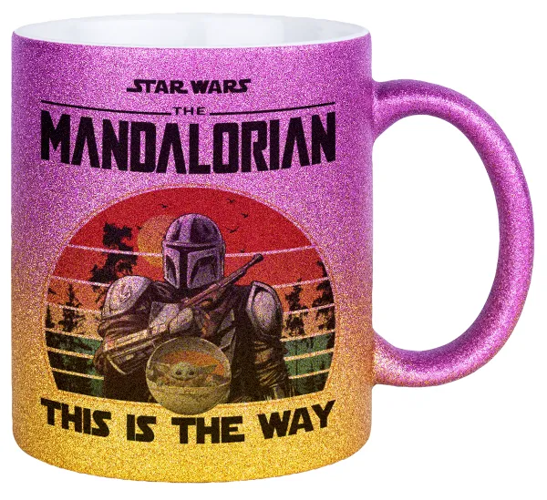 Mandalorian — Κούπα Χρυσή/Ροζ Glitter, κεραμική, 330ml