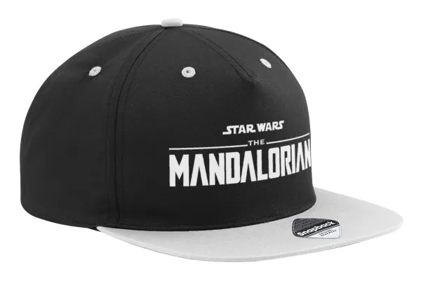 Mandalorian — Adult Flat Snapback Hat Black/Grey, (100% COTTON TWILL, ADULT, UNISEX, ONE SIZE)