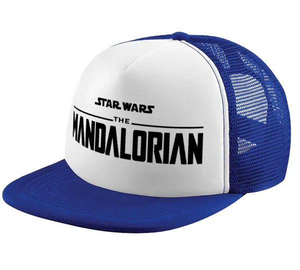 Mandalorian — Adult Soft Trucker Hat with Blue/White Mesh (POLYESTER, ADULT, UNISEX, ONE SIZE)