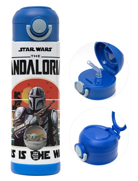Mandalorian — Παιδικό παγούρι θερμό, ανοξείδωτο, με καλαμάκι ασφαλείας, ΜΠΛΕ (500ml)