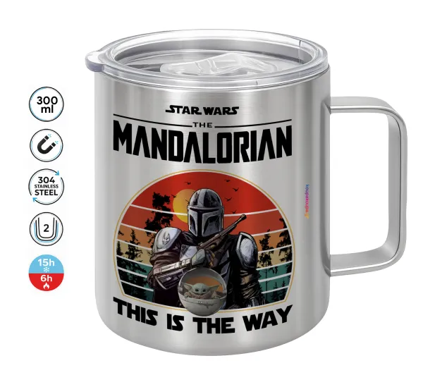 Mandalorian — Κούπα Ανοξείδωτη διπλού τοιχώματος 300ml με καπάκι διατήρησης θερμοκρασίας