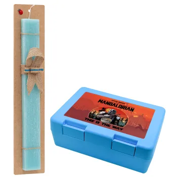Mandalorian, Easter Set, children's snack container BLUE & Easter aromatic flat candle (30cm) (TURQUOISE)