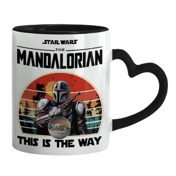 Mandalorian, Κούπα καρδιά χερούλι μαύρη, κεραμική, 330ml