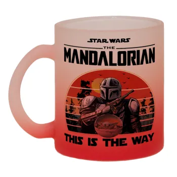 Mandalorian, Κούπα γυάλινη δίχρωμη με βάση το κόκκινο ματ, 330ml