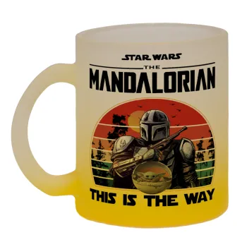 Mandalorian, Κούπα γυάλινη δίχρωμη με βάση το κίτρινο ματ, 330ml