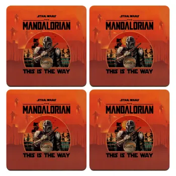 Mandalorian, ΣΕΤ x4 Σουβέρ ξύλινα τετράγωνα plywood (9cm)