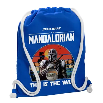 Mandalorian, Τσάντα πλάτης πουγκί GYMBAG Μπλε, με τσέπη (40x48cm) & χονδρά κορδόνια