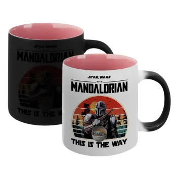 Mandalorian, Κούπα Μαγική εσωτερικό ΡΟΖ, κεραμική 330ml που αλλάζει χρώμα με το ζεστό ρόφημα