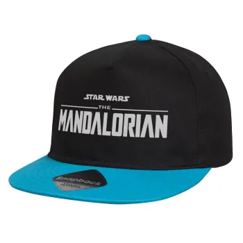 Mandalorian, Καπέλο παιδικό Flat Snapback, Μαύρο/Μπλε (100% ΒΑΜΒΑΚΕΡΟ, ΠΑΙΔΙΚΟ, UNISEX, ONE SIZE)
