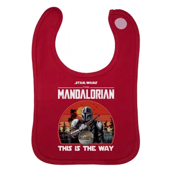 Mandalorian, Σαλιάρα με Σκρατς Κόκκινη 100% Organic Cotton (0-18 months)