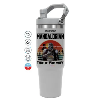 Mandalorian, GREY color, 890ml (30oz) stainless Steel Tumbler with Handle