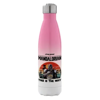 Mandalorian, Μεταλλικό παγούρι θερμός Ροζ/Λευκό (Stainless steel), διπλού τοιχώματος, 500ml