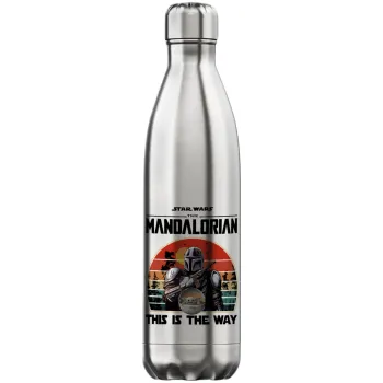 Mandalorian, Μεταλλικό παγούρι θερμός Inox (Stainless steel), διπλού τοιχώματος, 750ml