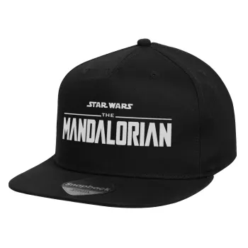 Mandalorian, Καπέλο παιδικό Flat Snapback, Μαύρο (100% ΒΑΜΒΑΚΕΡΟ, ΠΑΙΔΙΚΟ, UNISEX, ONE SIZE)