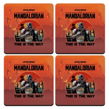 Mandalorian, ΣΕΤ 4 Σουβέρ ξύλινα τετράγωνα (9cm)