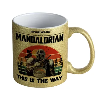 Mandalorian, Κούπα Χρυσή Glitter που γυαλίζει, κεραμική, 330ml